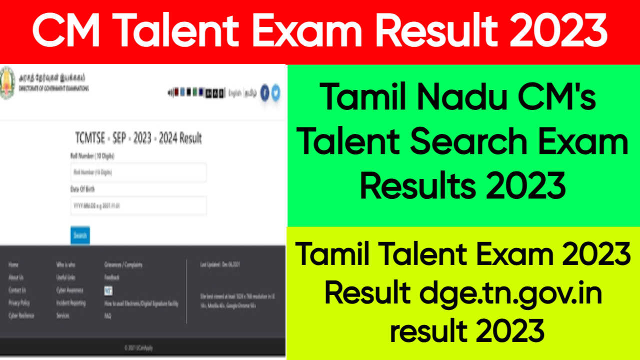Tamil Nadu CM's Talent Search Exam Results 2023